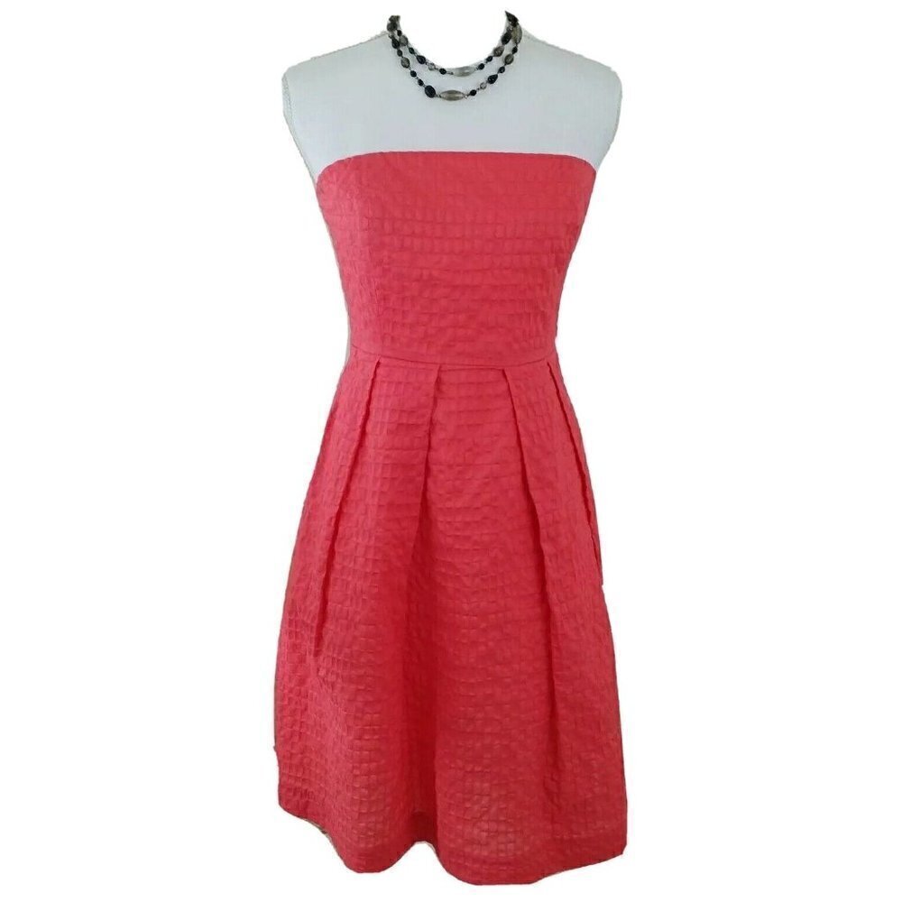 J.CREW~Women's Size 6~Orange Textured Strapless Cotton Party Fully Lined Dress.